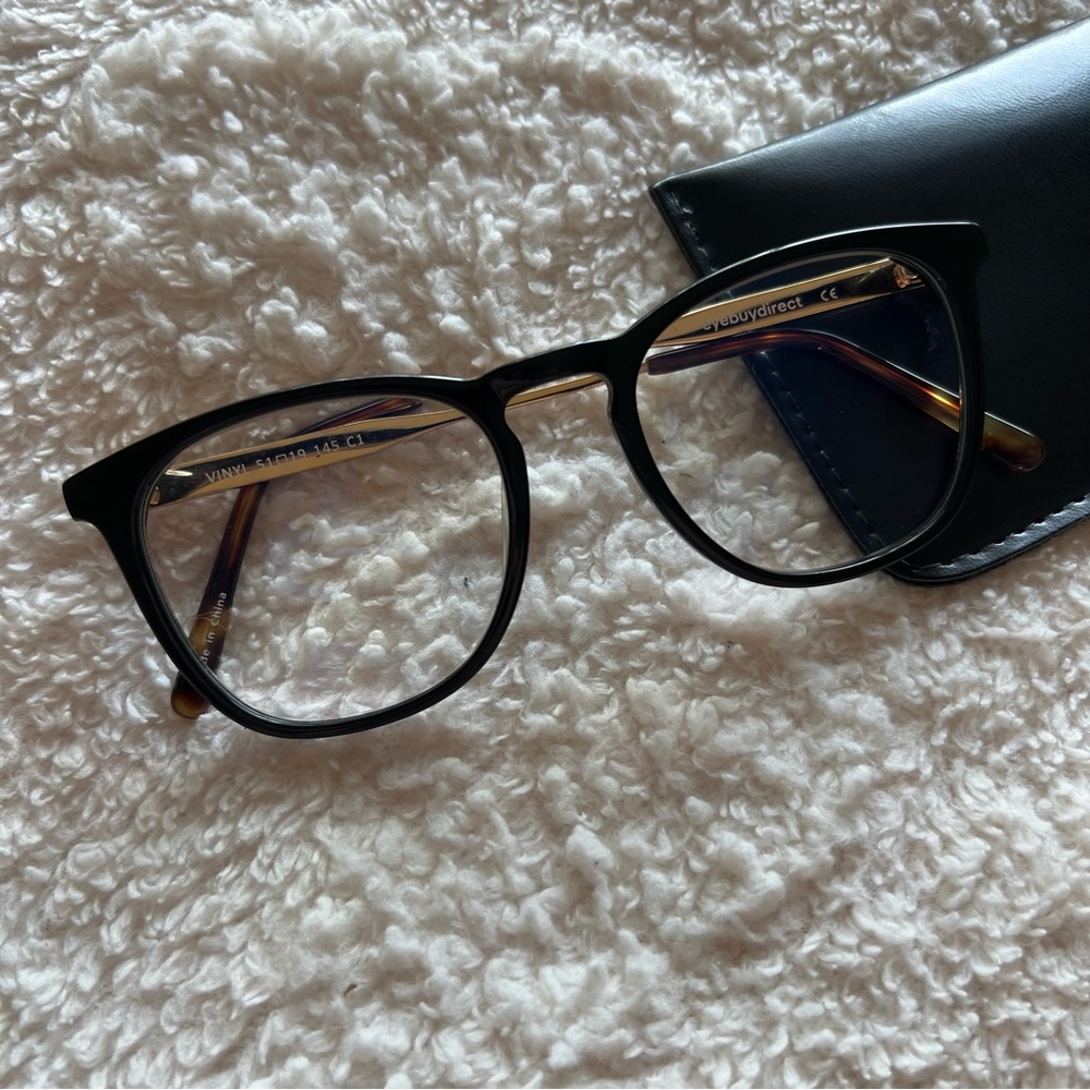 Stylish Blue Light Glasses with Black & Gold Frame